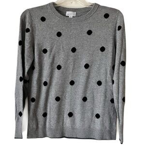 Market & Spruce Polka Dot Sweater, Sz. S, Gray/Black